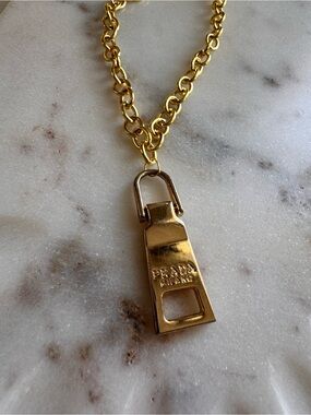 Prada Gold-tone Padlock Pendant Necklace